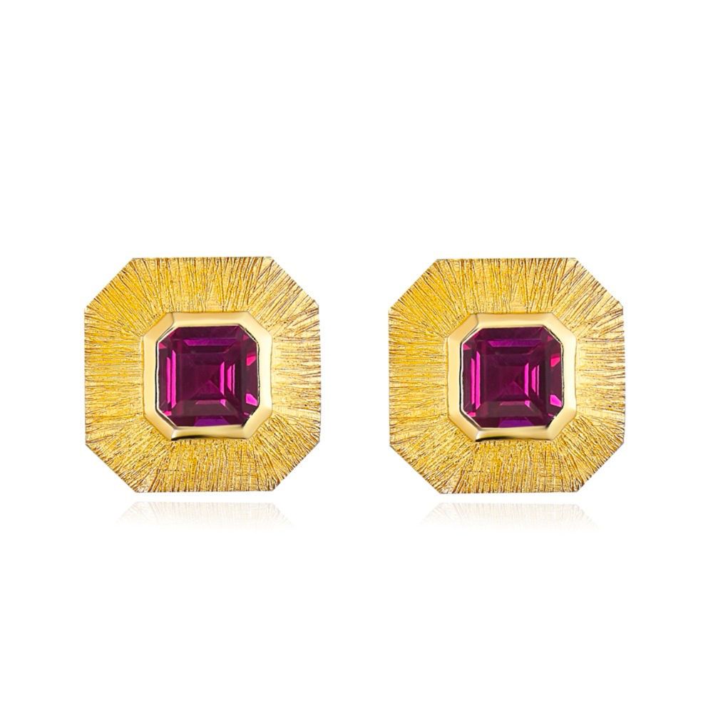 Vintage Brushed red corundum earrings