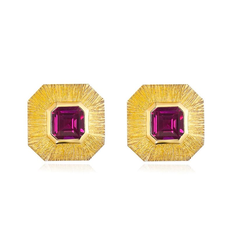 Vintage Brushed red corundum earrings