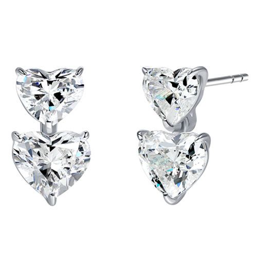 Double heart shape diamond earrings