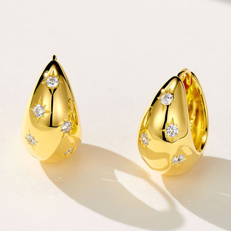 Star teardrop earrings Platinum and 18K gold