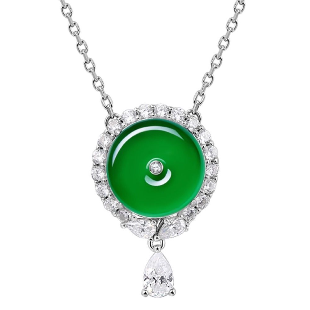 Green chalcedony peace buckle necklace