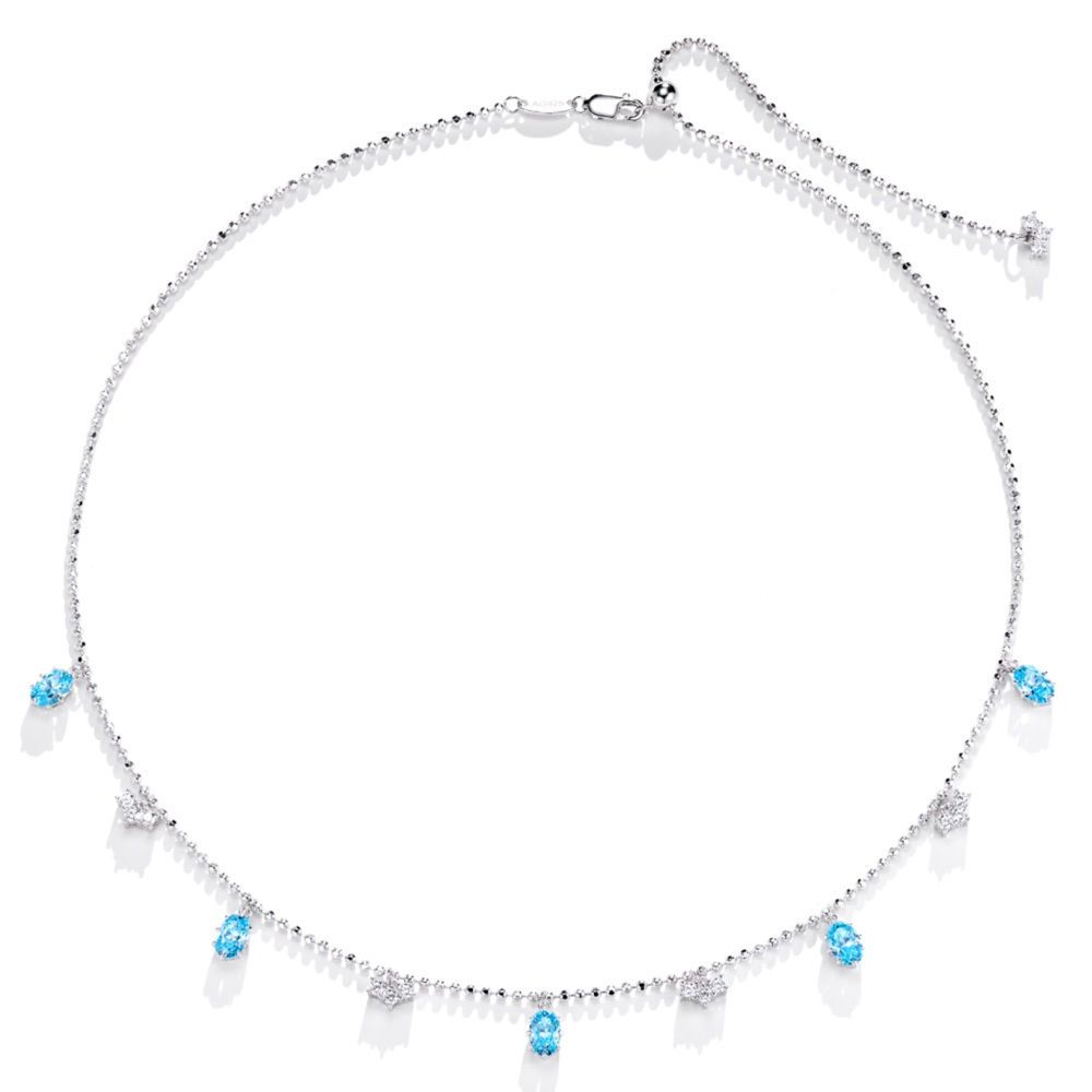 Egg-shaped tassel necklace [light sea blue]