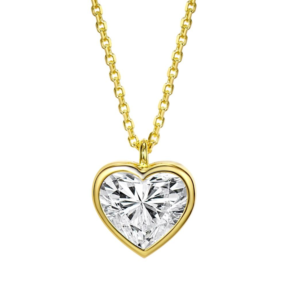 Bezel-set heart necklace