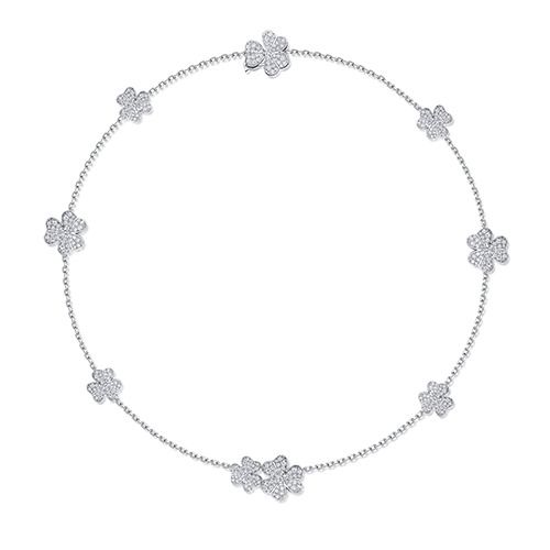 Clover full diamond 9 flower necklace