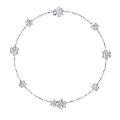 Clover full diamond 9 flower necklace