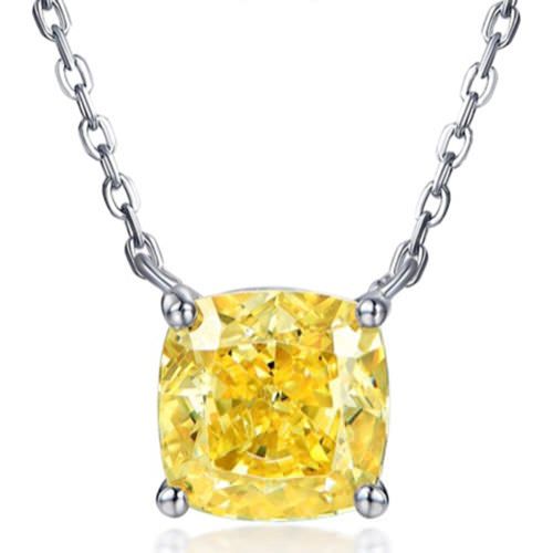 Yellow cushion cut necklace
