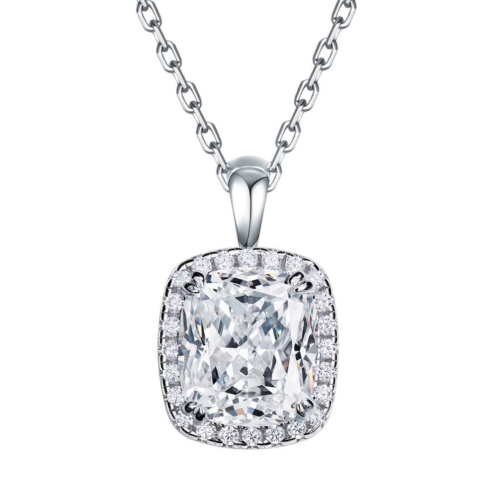 Cushion-Cut halo diamond necklace