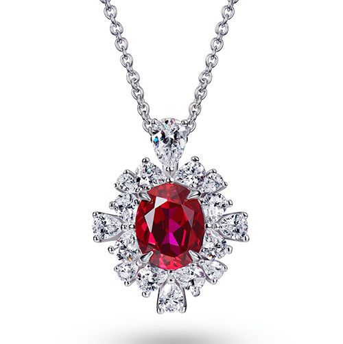 Ruby cluster necklace
