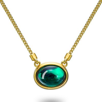 Egg-Shaped cultured emerald necklace