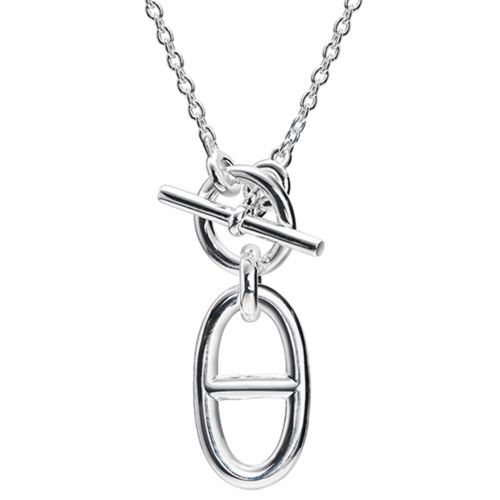 Silver pig nose necklace