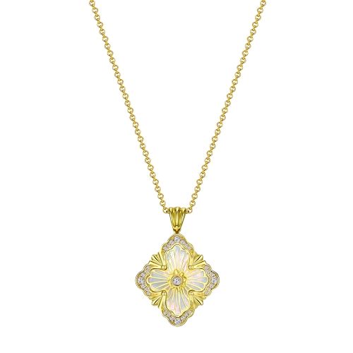Opera house four-leaf clover mother-of-pearl necklace