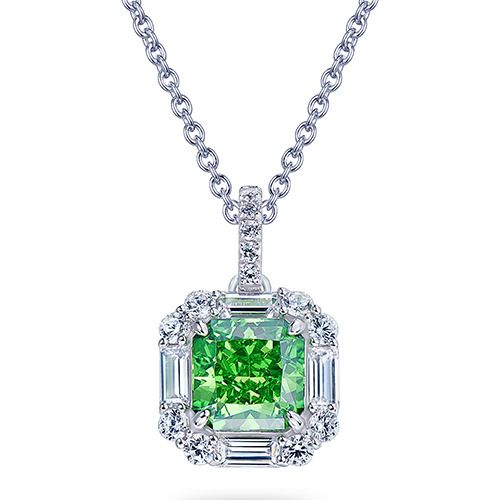 Simple green diamond necklace