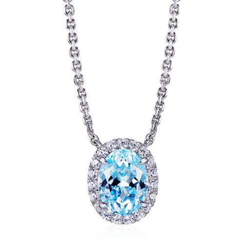 Light sea blue egg-shaped necklace