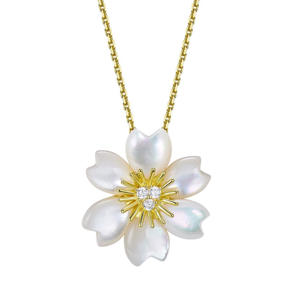 Christmas rose mother-of-pearl necklace
