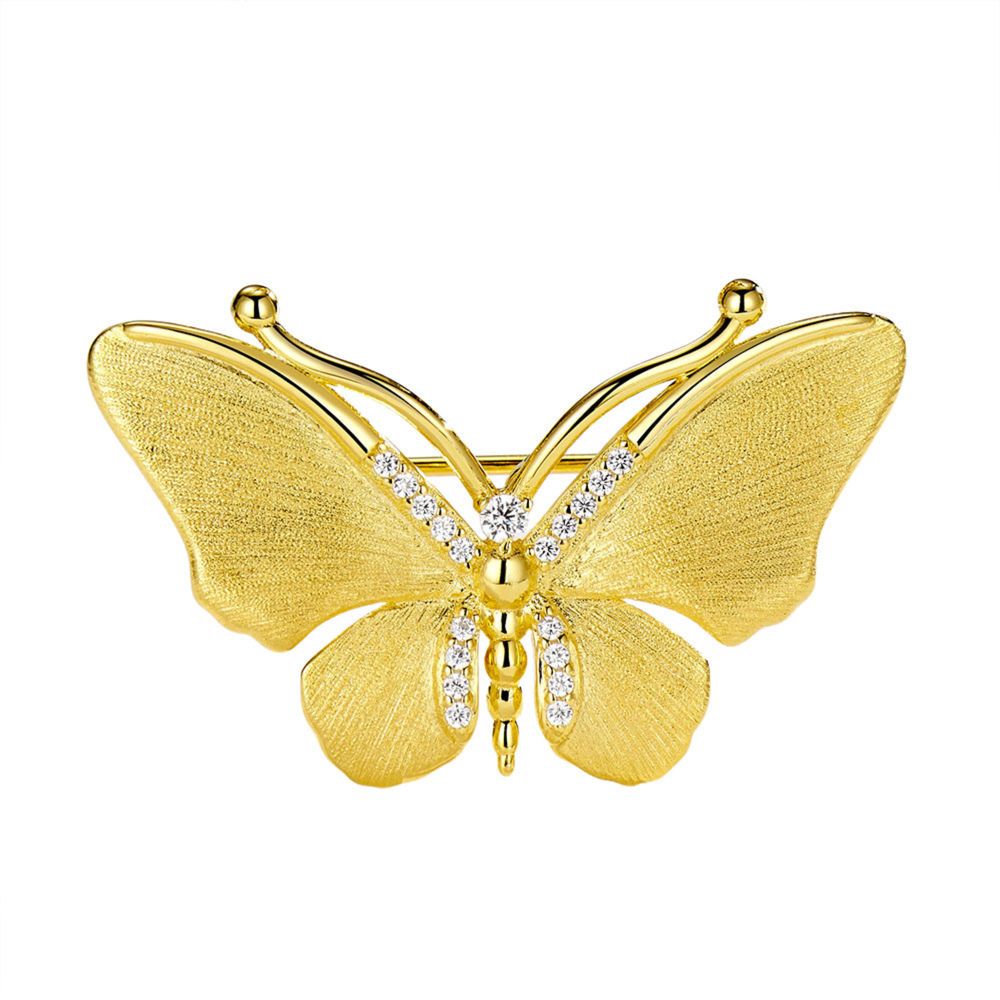 Brushed butterfly two-way necklace brooch