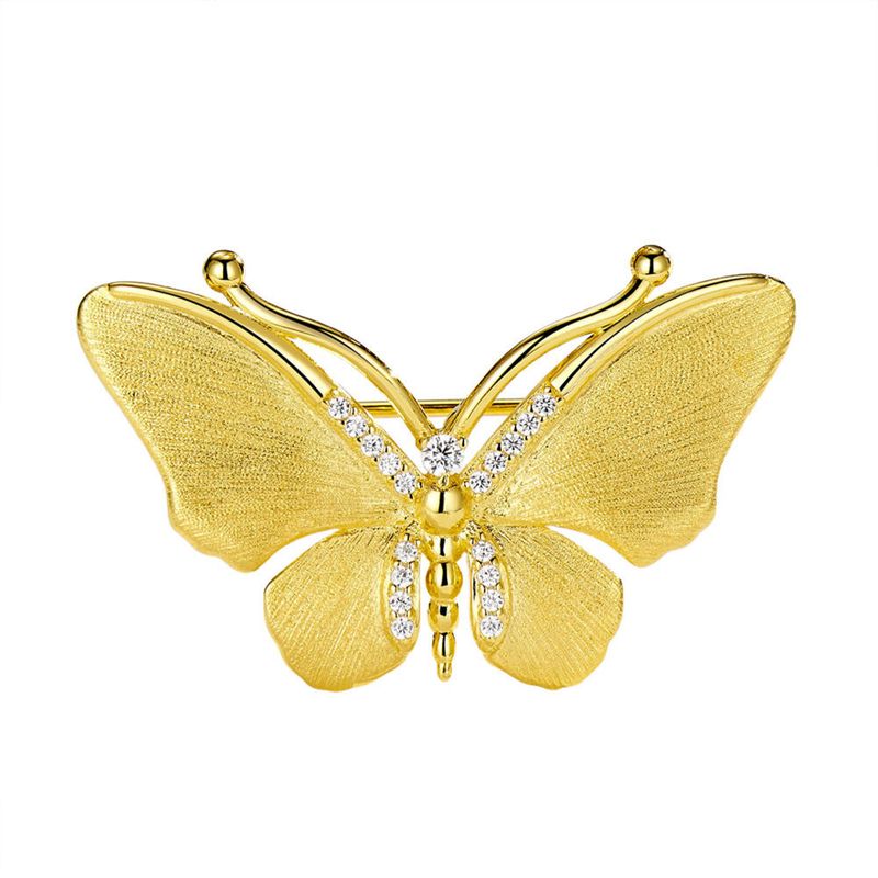 Brushed butterfly two-way necklace brooch