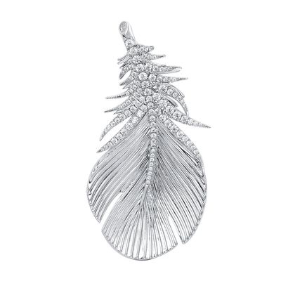 Feather brushed two-way pendant brooch