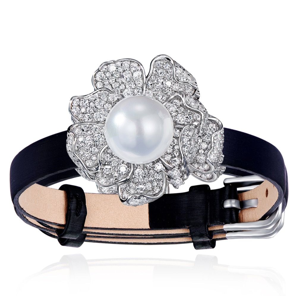 Peony flower wristband brooch dual purpose
