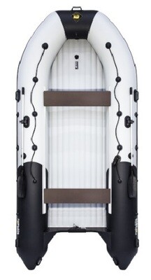 Лодка ПВХ надувная моторная Ривьера 4300 Килевое надувное дно "Комби" светло-серый/черный