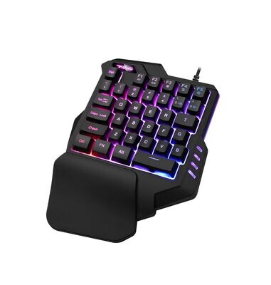 One-Handed Mechanical Gaming Keyboard RGB Backlit Portable Mini Gaming Keypad Game Controller