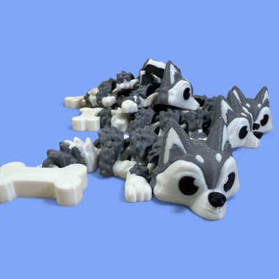 Johna the Husky Pup - Articulated Husky Mini Pal