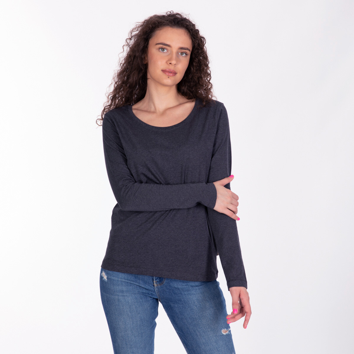Frauen Bettina Bio-Baumwolle Langarm-T-Shirt, Farbe: Marin 20