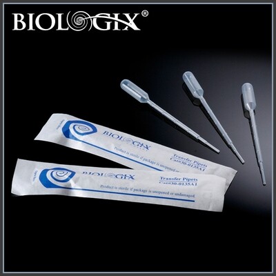 Biologix Transfer Pipets- Sterile 1mL/ 3ml (162mm Individually Wrapped), Case of 2000