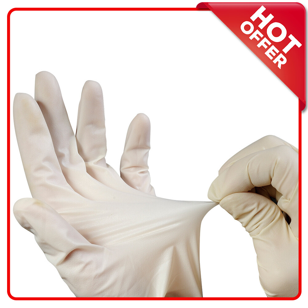 Biologix Disposable Latex Gloves, S /M/ L, Natural Off-White, 100 /Pack, 10 Packs/Case