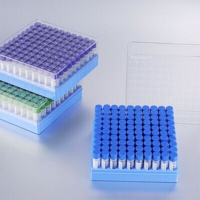 CryoKING Racked Vials 0.5/1.0/1.5mL Tubess +1/2in. Box (100-well), Case of 121