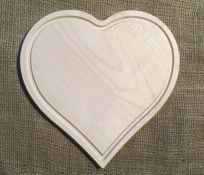 Herz, groß, Brotzeitbrett mit Rille, ca. 30x30x1,5