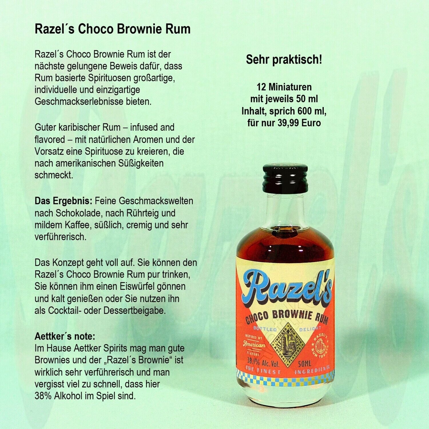 Razel´s Choco Brownie Rum / Miniaturen / 12er Box