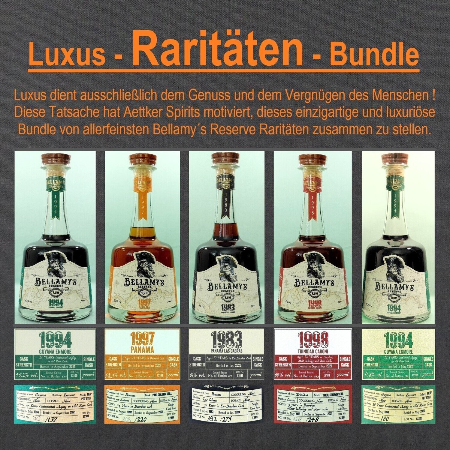 Luxus Raritäten Bundle / Bellamy´s Reserve / Caroni-Enmore-Las Cabras