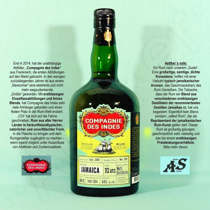 Compagnie des Indes Rum / Jamaica / 10 Jahre / Multi Distillers Compagnie des Indes Rum / Jamaica / 10 Jahre / Multi Distillers