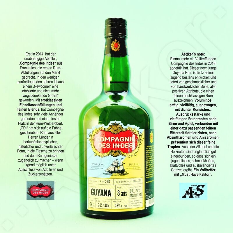 Compagnie des Indes Rum / Guyana / 8 Jahre / DDL - Diamond Compagnie des Indes Rum / Guyana / 8 Jahre / DDL - Diamond