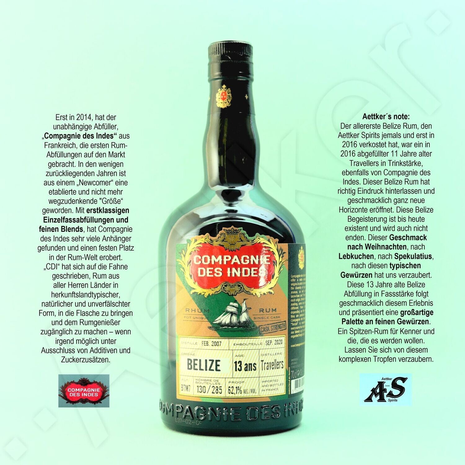 Compagnie des Indes Rum / Belize / 13 Jahre / Travellers Distillery