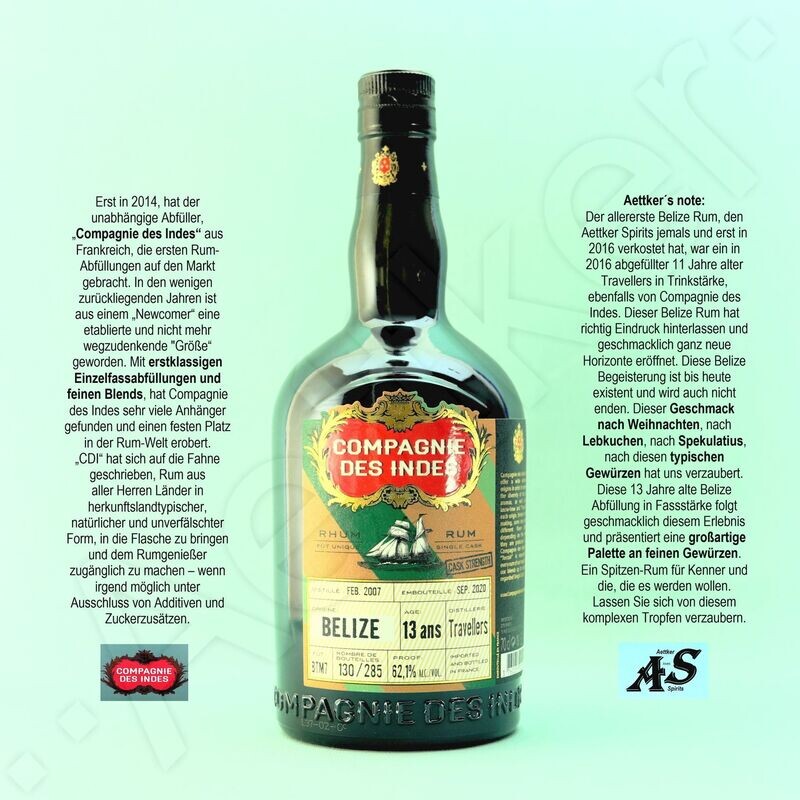 Compagnie des Indes Rum / Belize / 13 Jahre / Travellers Distillery Compagnie des Indes Rum / Belize / 13 Jahre / Travellers Distillery