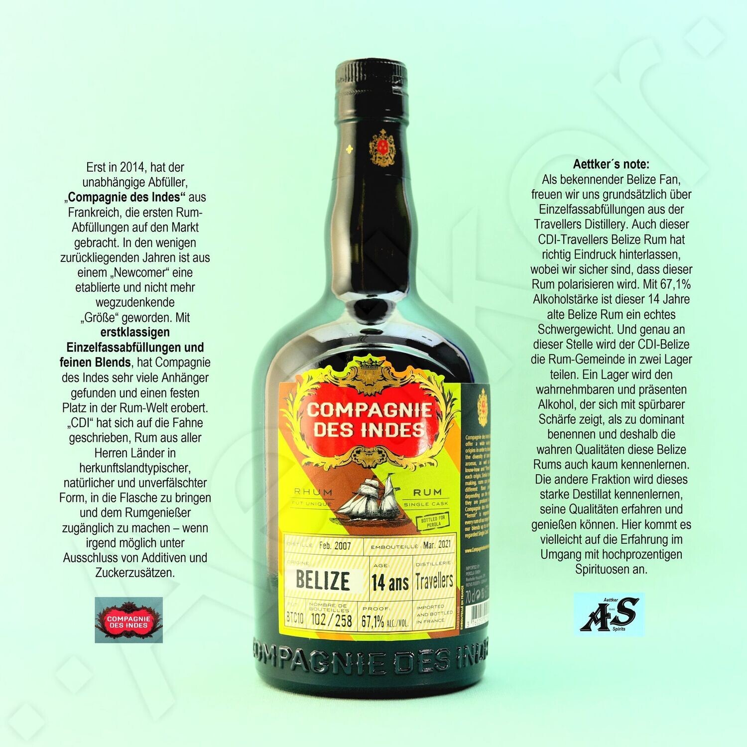 Compagnie des Indes Rum / Belize / 14 Jahre / Travellers Distillery