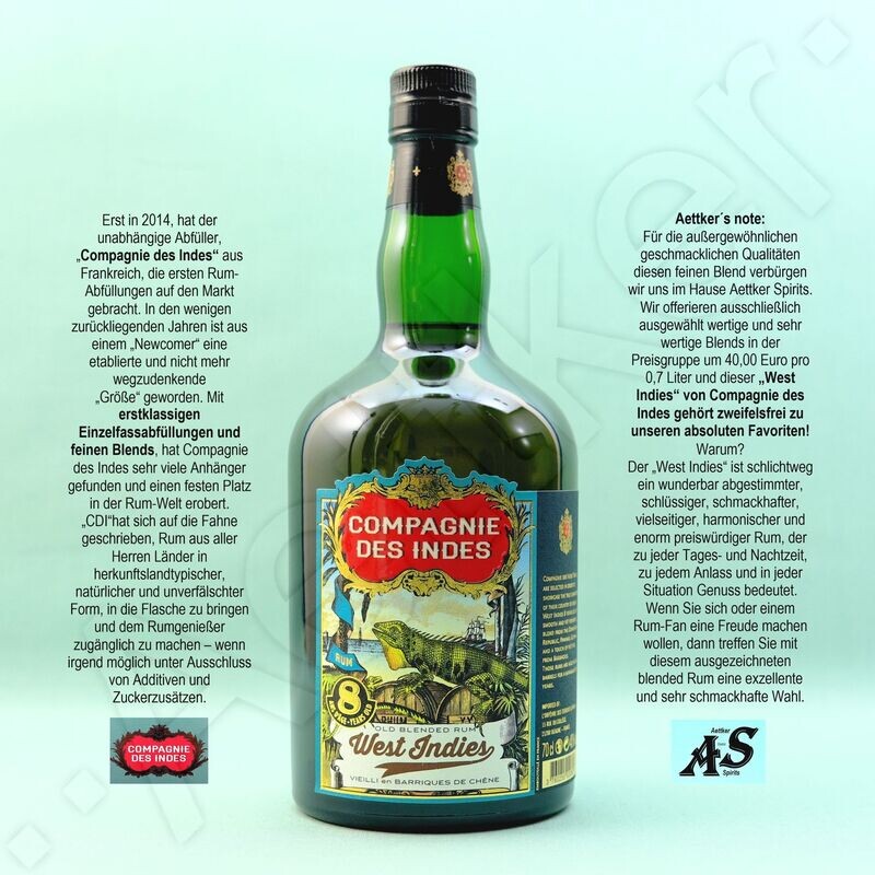 Compagnie des Indes Rum / West Indies / 8 Jahre / Blend / Karibik Compagnie des Indes Rum / West Indies / 8 Jahre / Blend / Karibik