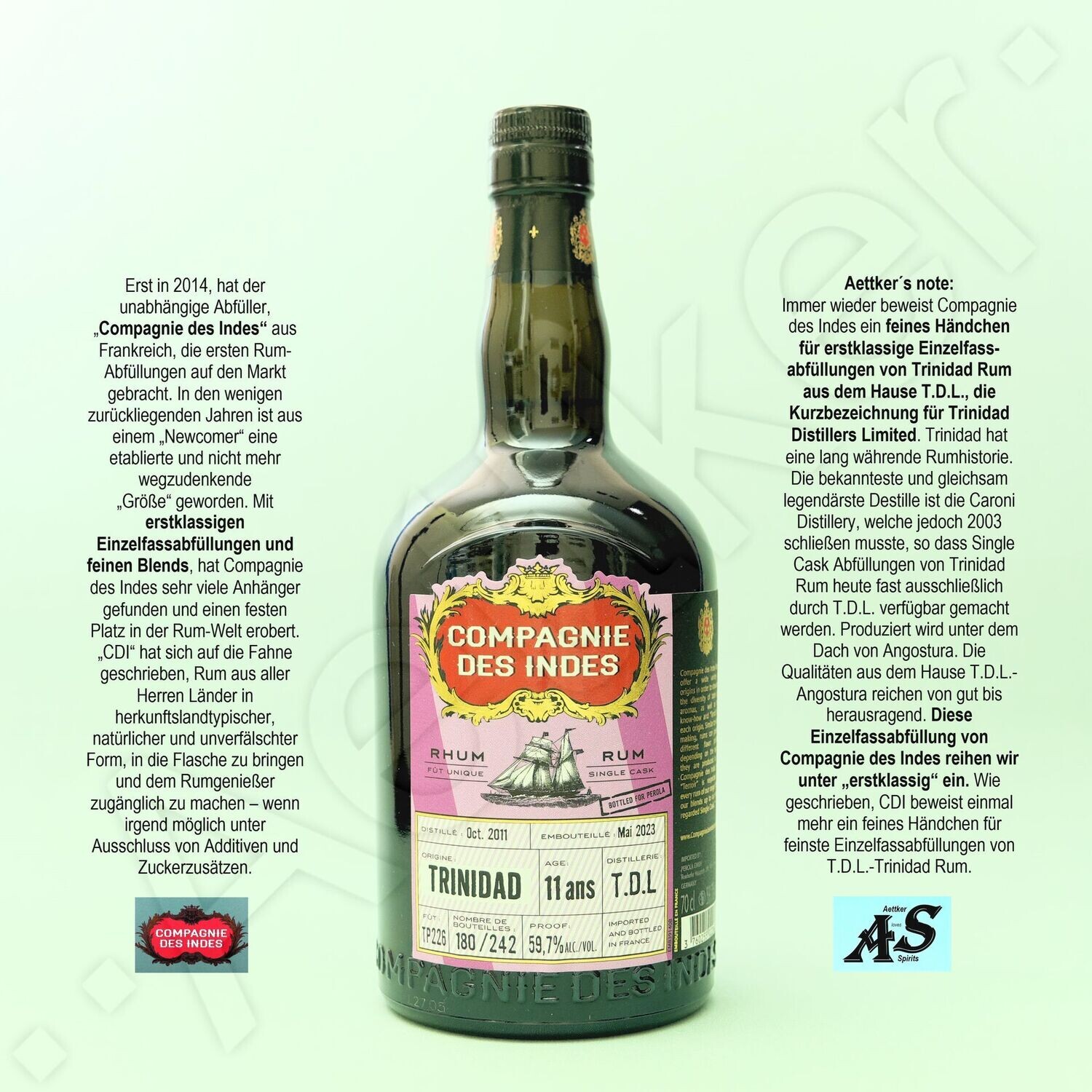Compagnie des Indes Rum / Trinidad / 11 Jahre / TDL-Distillery