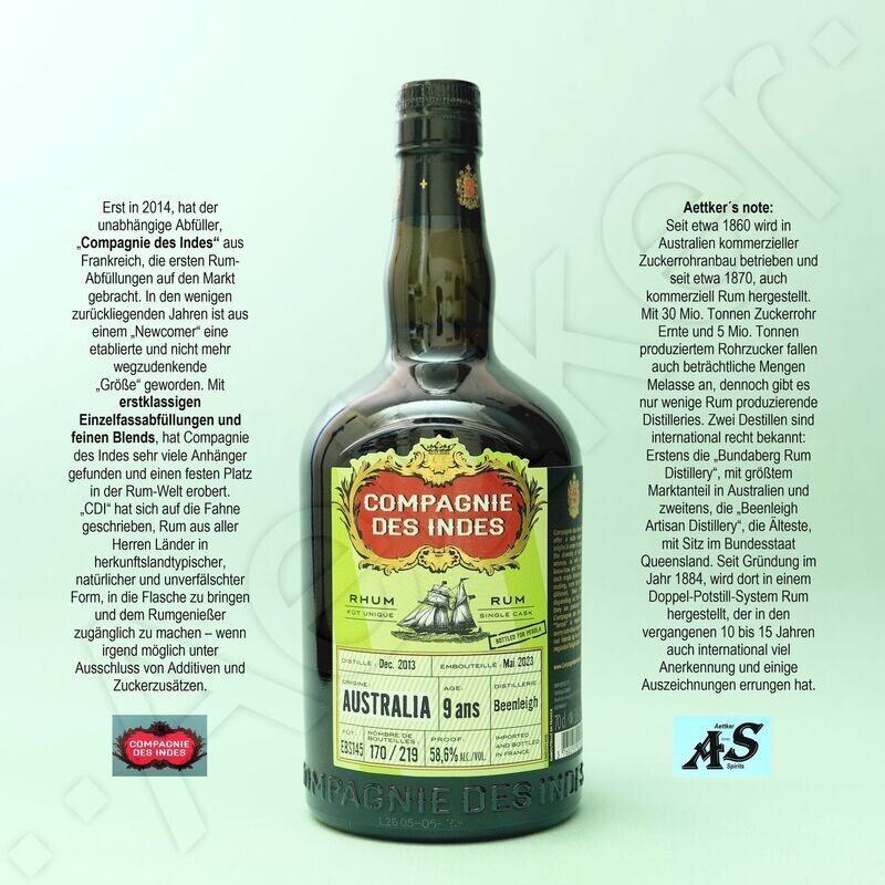 Compagnie des Indes Rum / Australien / 9 Jahre / Beenleigh Distillery Compagnie des Indes Rum / Australien / 9 Jahre / Beenleigh Distillery