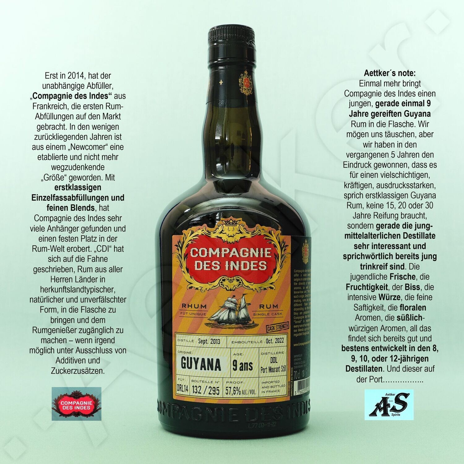 Compagnie des Indes Rum / Guyana / 9 Jahre / DDL - Port Mourant