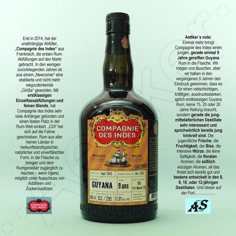 Compagnie des Indes Rum / Guyana / 9 Jahre / DDL - Port Mourant Compagnie des Indes Rum / Guyana / 9 Jahre / DDL - Port Mourant