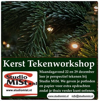 Kerst tekenworkshop in december bij Studio MiSt in Harderwijk