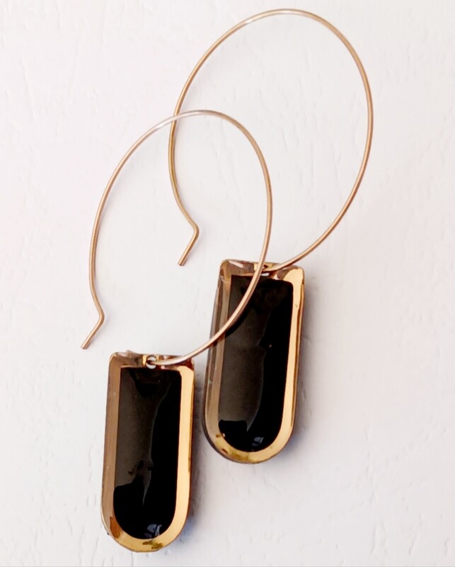 Black and Rose Gold Arch Hoops