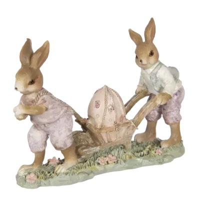 Statue Rabbit Brown, Pink 16x5x12 cm