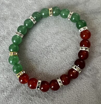 Green - Tiger Eye Gemstones Bracelet with Accents