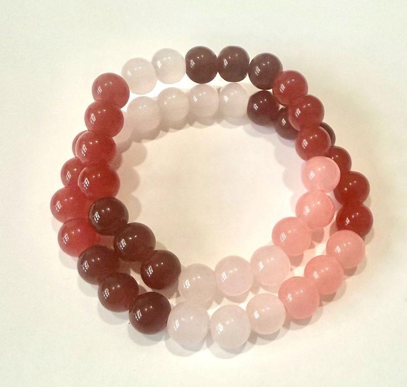 Pink and Red Glass Beaded Bracelet
