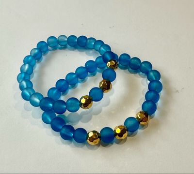 Aurora Glass Beaded Bracelet with Gold Accents