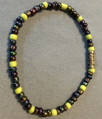 Green and Brown Glass Seed Bracelet