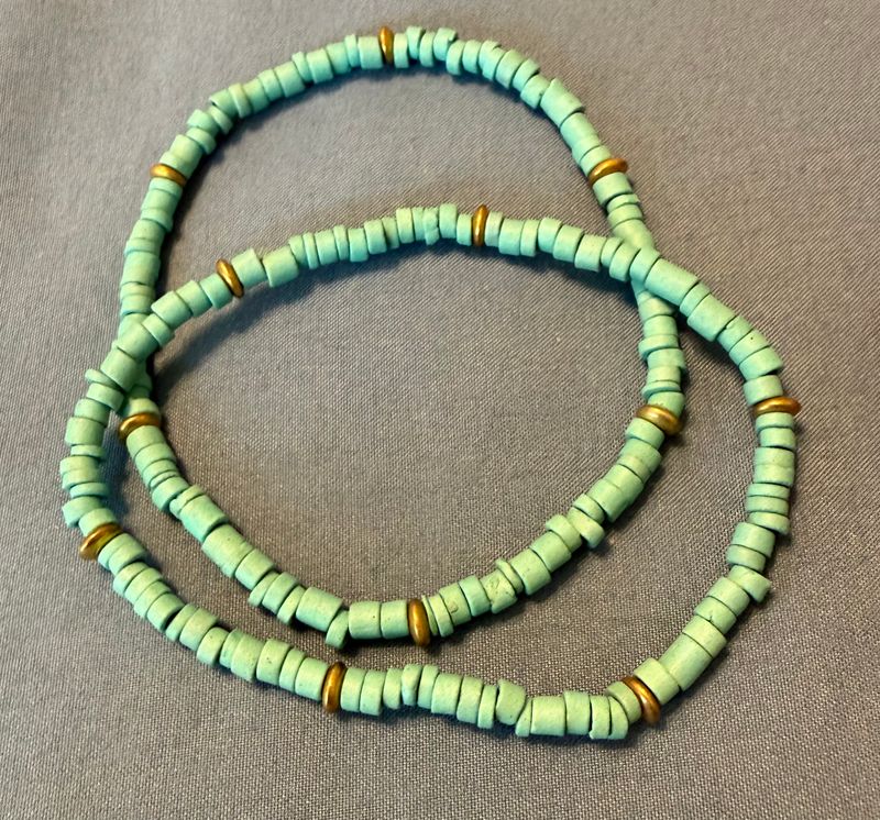 Mint Green Clay Beaded Bracelet with Gold Accent